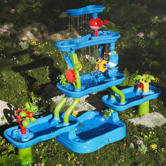 Water Table for Kids Ages 3-5 4-8, 6-Tier Rotatable Rain Shower Splash Pond - Picture 4 of 4